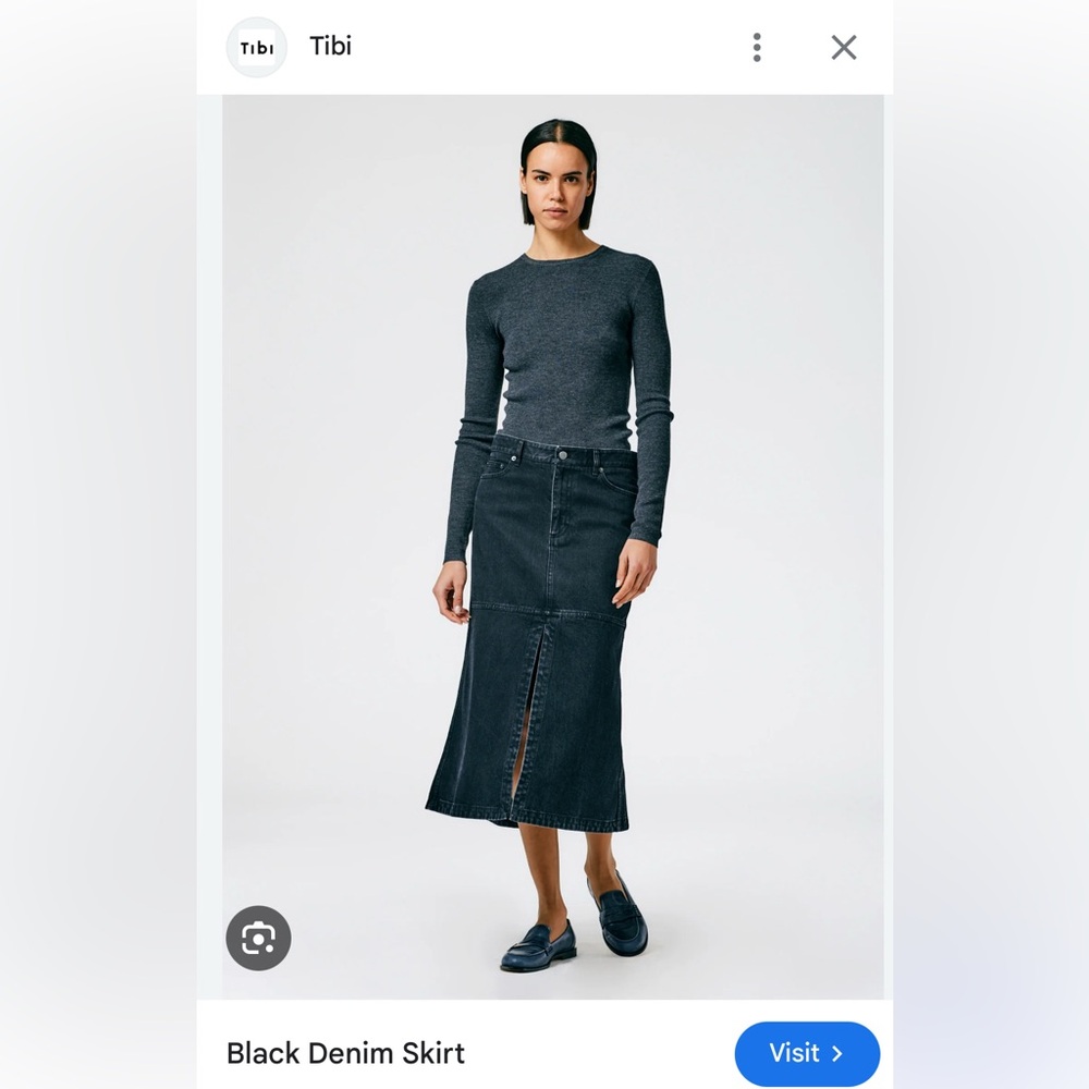 Tibi Black Denim Skirt